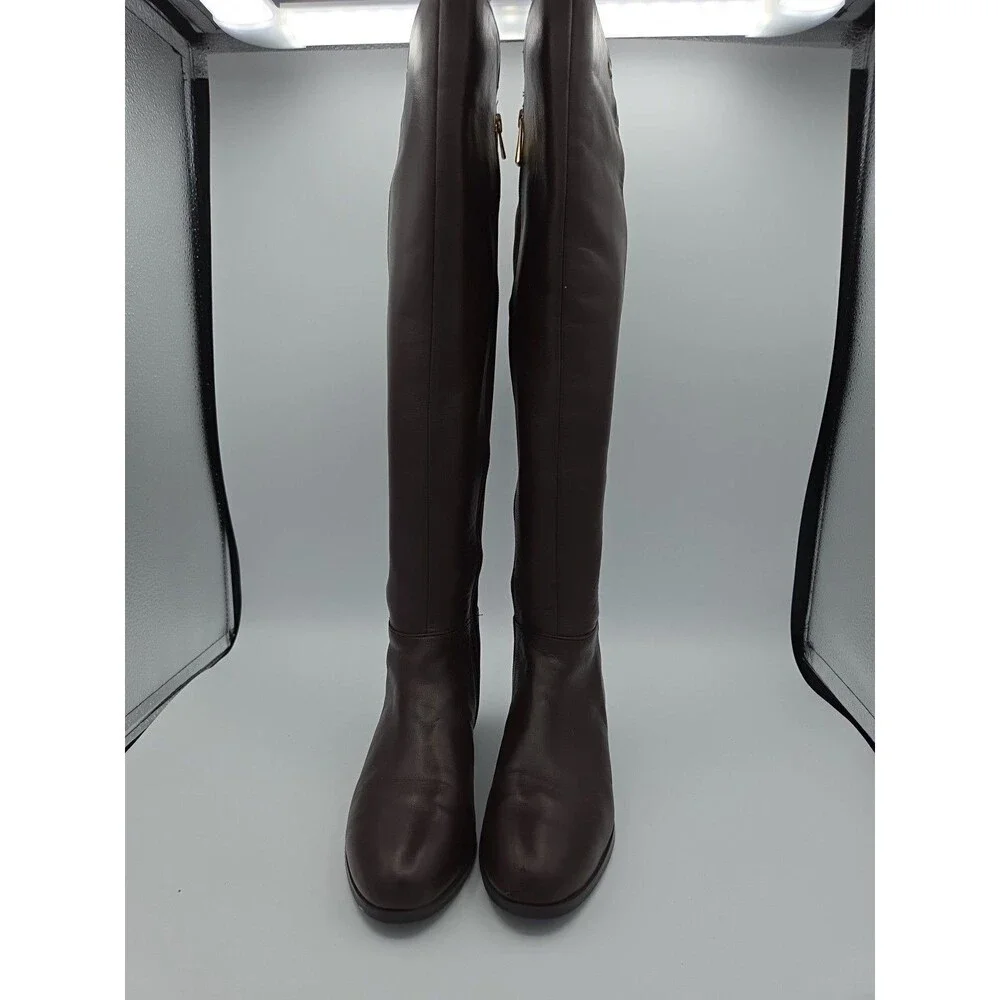 MICHAEL Michael Kors Bromley Flat Tall Leather Boots Brown Women's Size 5.5